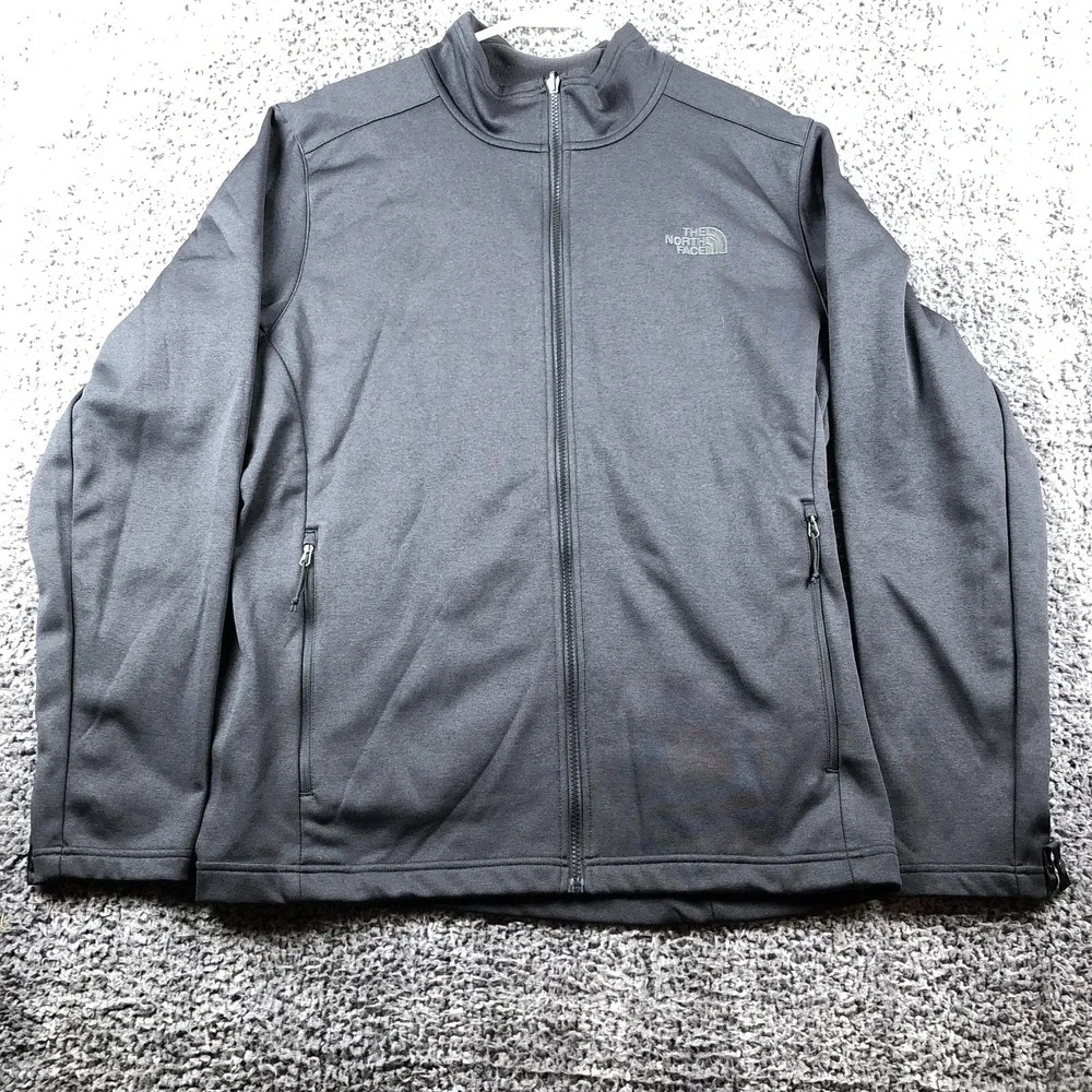 The North Face Jacket Mens XL Gray‎ Fleece Full Zip Stand Collar Hiking Layer